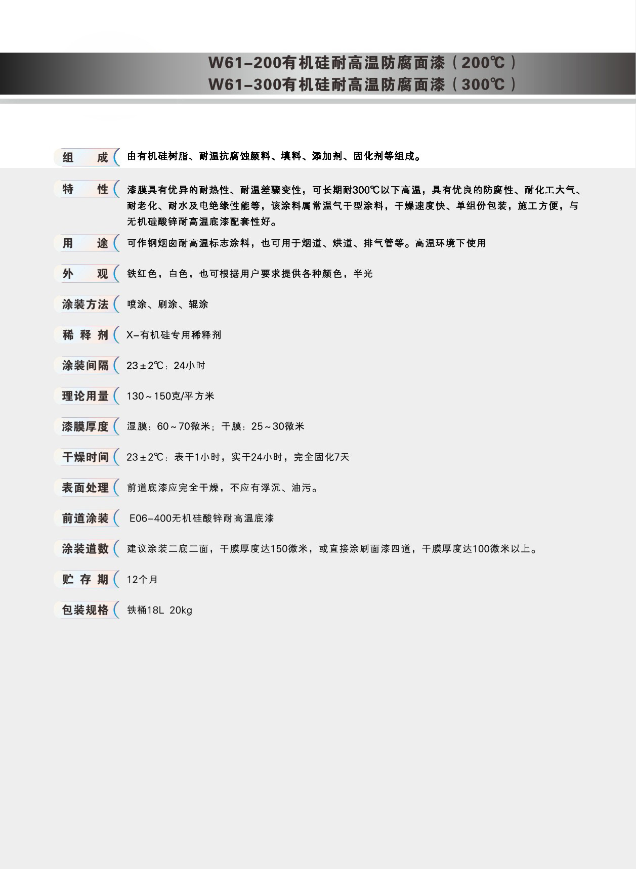 各色有机硅耐高温防腐面漆200℃